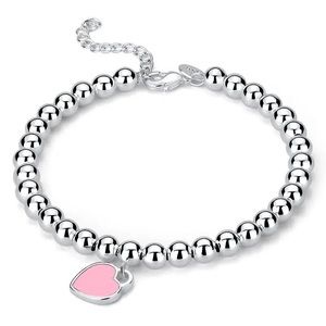 Zara Silver Heart Dangle Drop Silver Beads Pendant Chain Bracelet